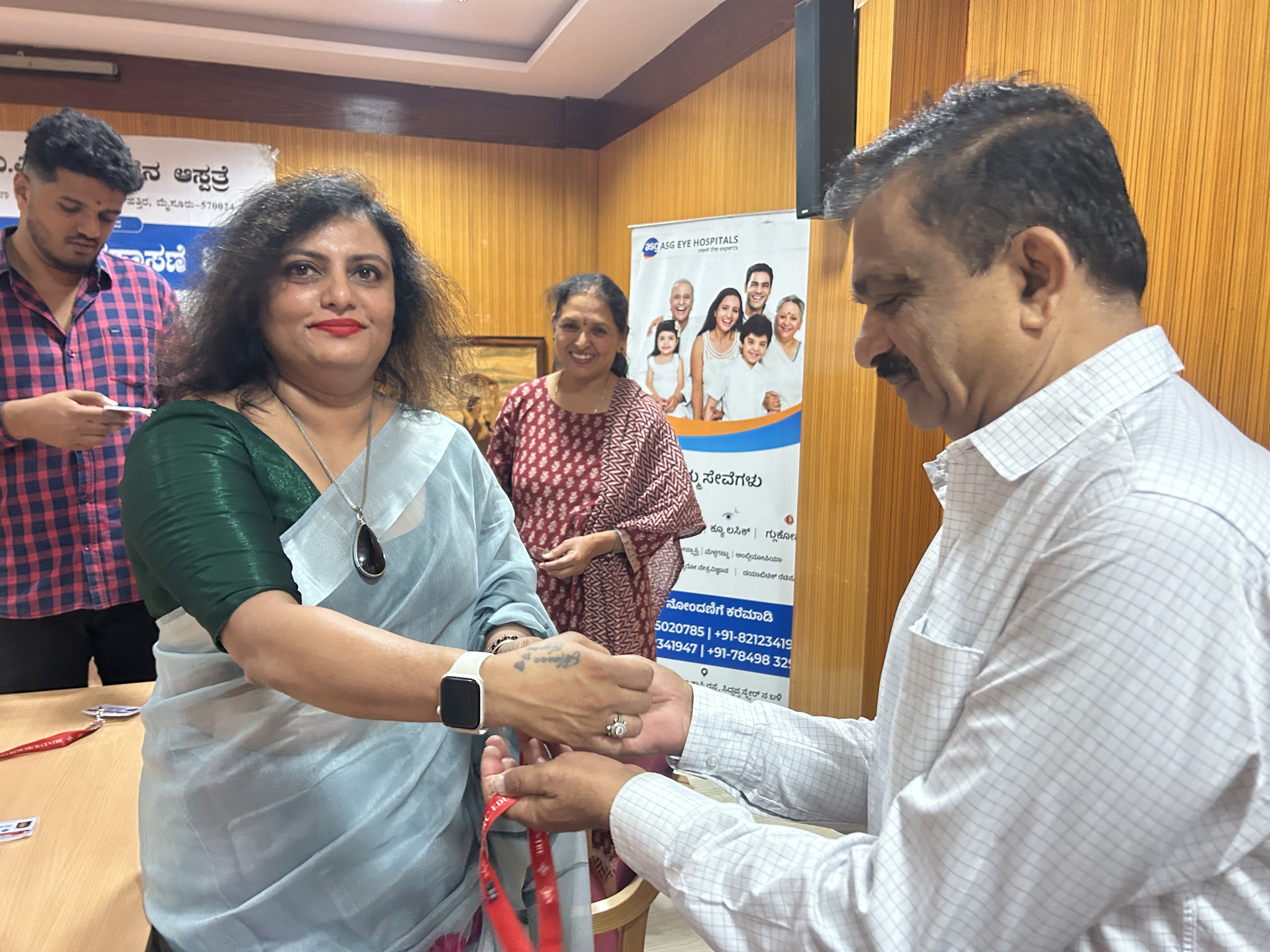 ASG Eye Hospital, located in Chamaraja Mohalla, Mysore, organized a free eye check-up event at the EMRC